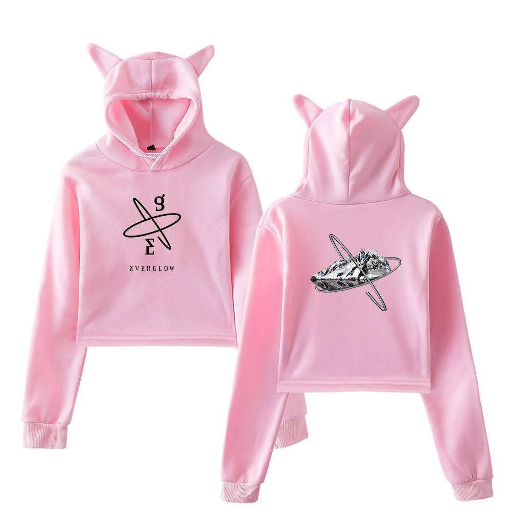 Everglow Spaceship Cropped Hoodie - Pink