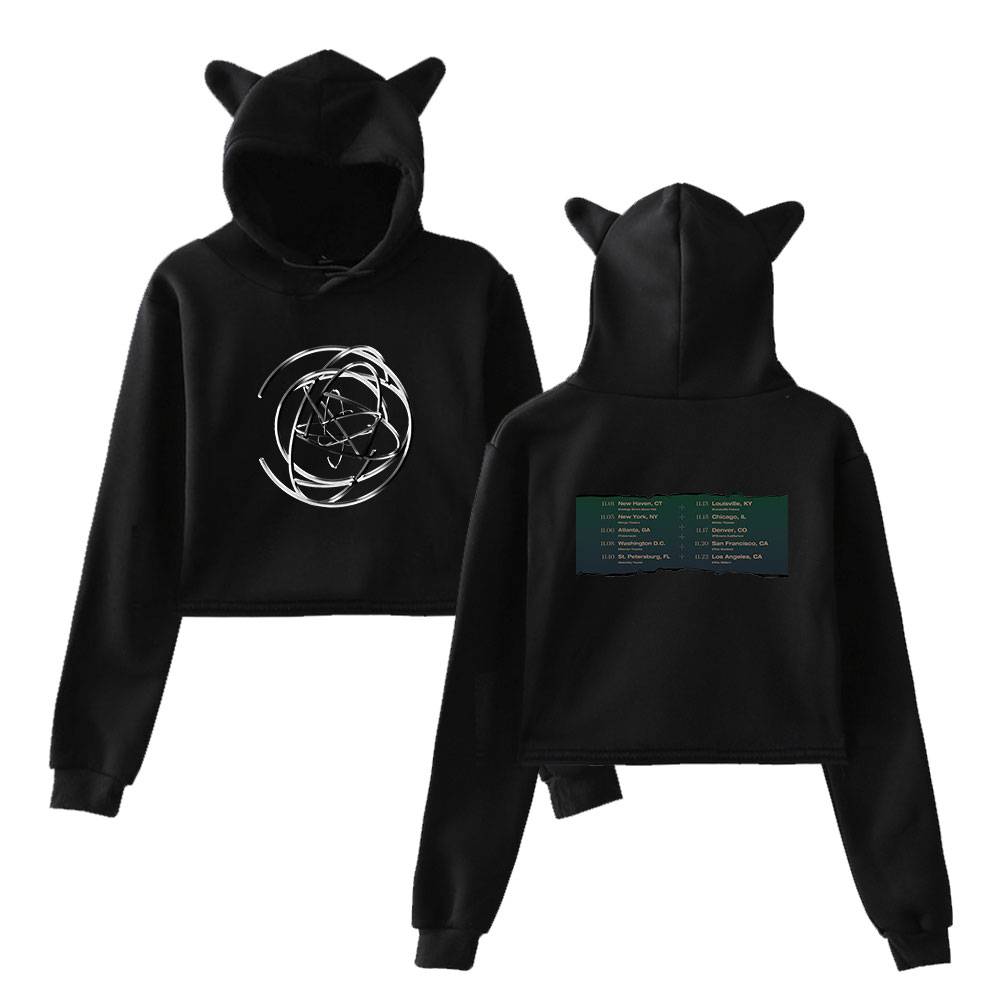 Everglow Tour Dates Cropped Hoodie - Black