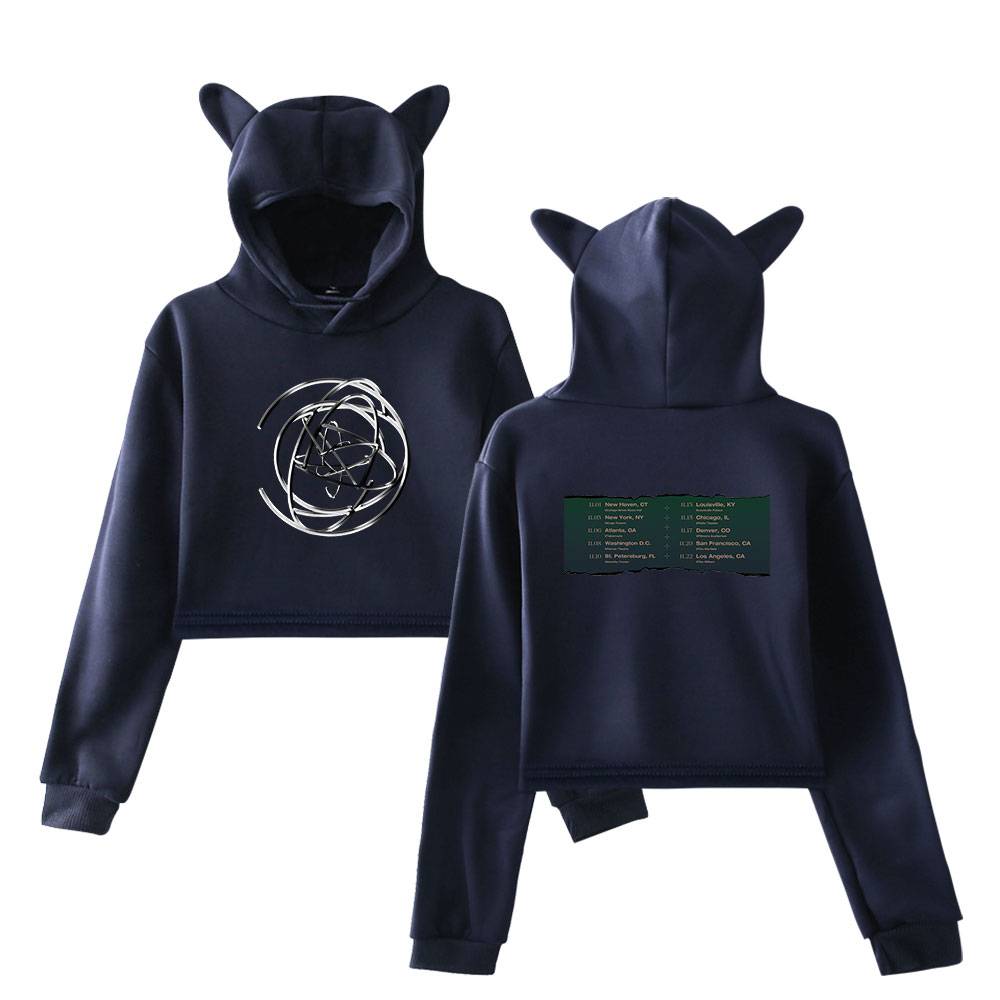 Everglow Tour Dates Cropped Hoodie - Blue