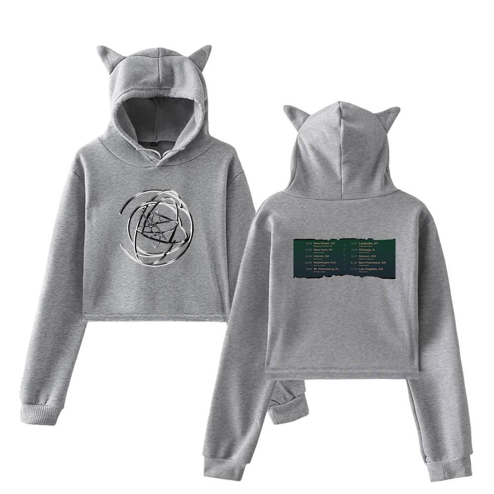 Everglow Tour Dates Cropped Hoodie - Gray